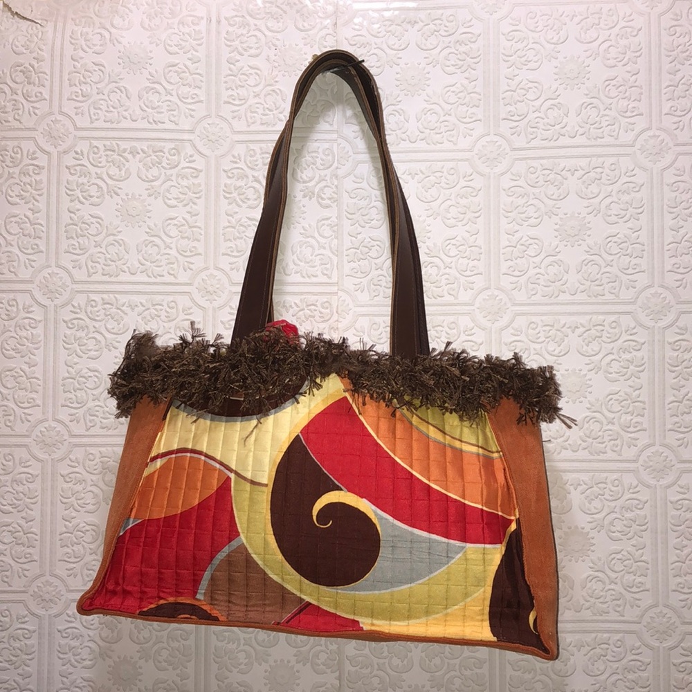 Zig Zag Multicolored Mod Swirl Print Bag - image 2